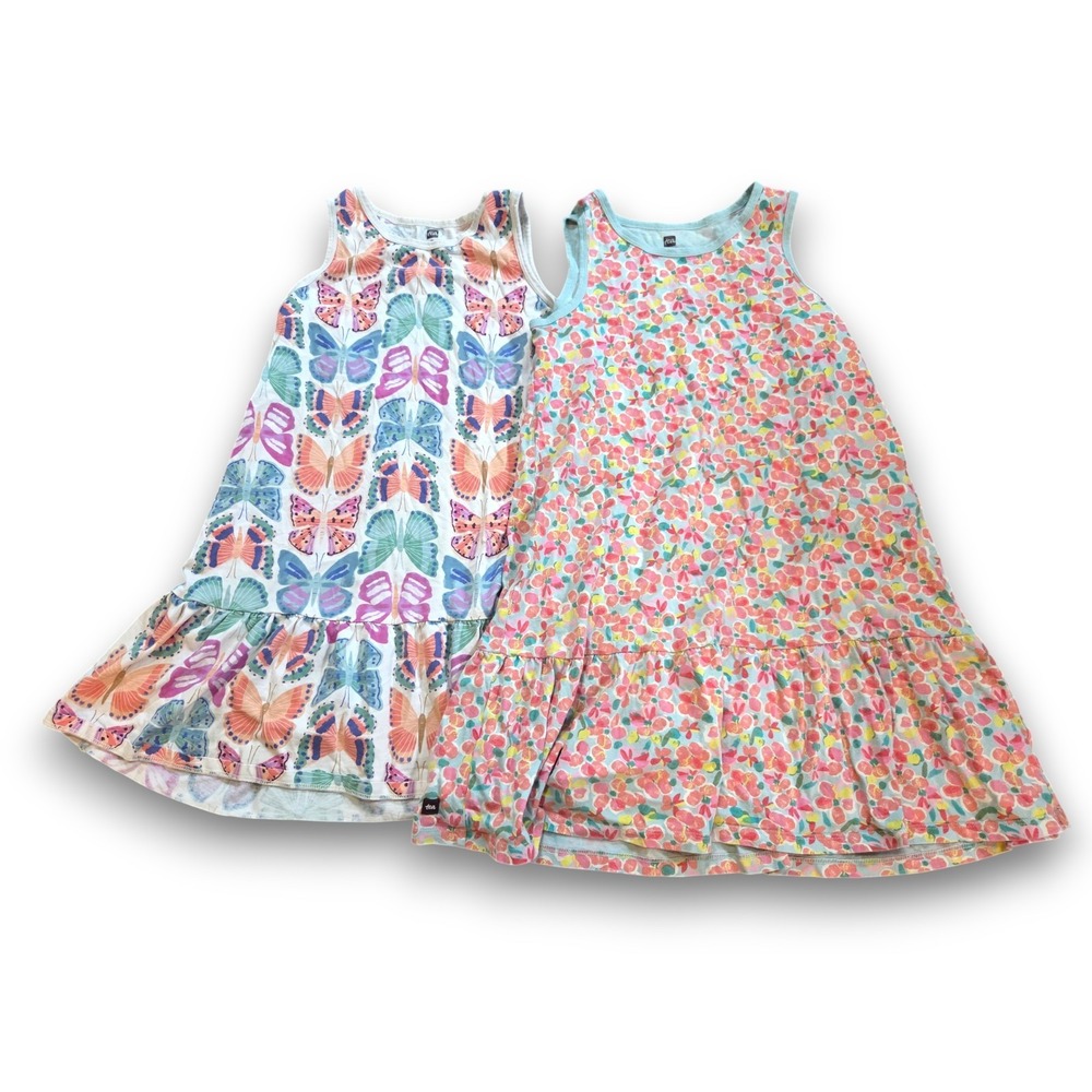 Tea Collection Set Sundress Sleeveless Dress Butterfly Floral Girls 12
